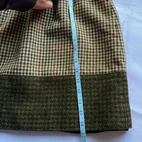 EUC J Crew Black Label Y2K 90s Lambs Wool Mini Skirt Plaid Preppy Brown Sz 6 - Picture 9 of 12